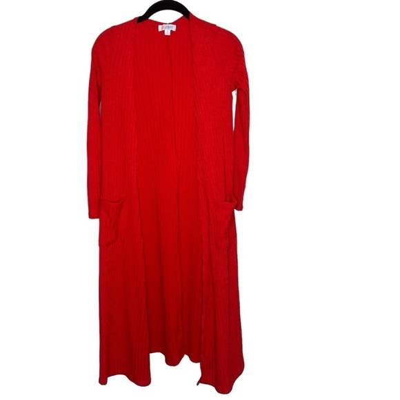 New Lularoe Women’s Sarah Red Rubbed Duster Cardigan Pockets Size Small BNWT - Picture 1 of 6